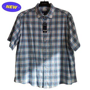 XXL Linen Cotton Shirt Blue Check White Multicolor Jos A Bank New Nwt Mens Size